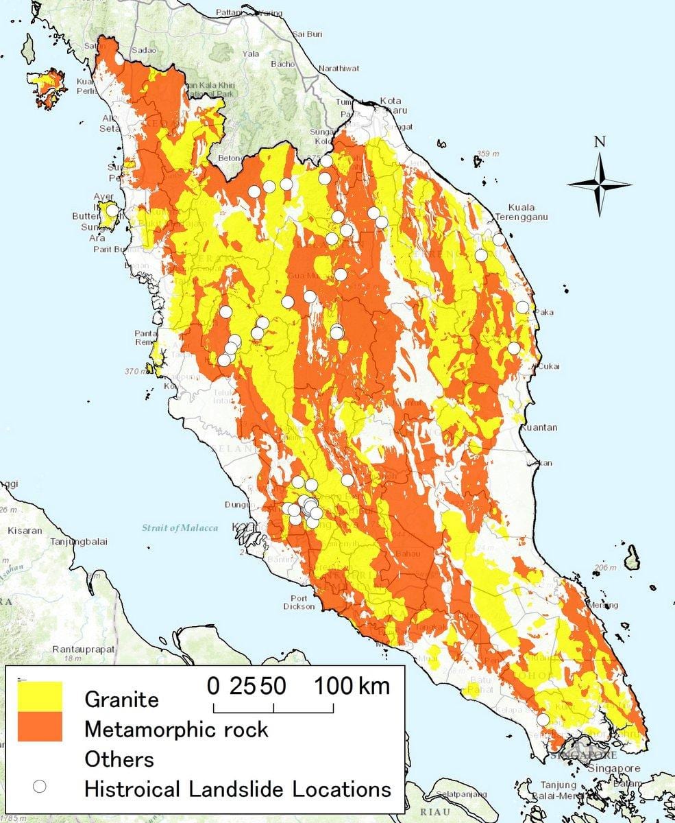 geološki zemljevid malezija