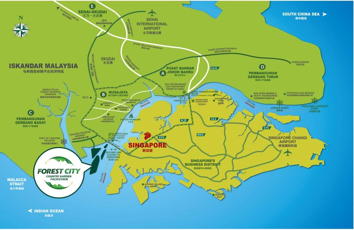 zemljevid forest city malezija