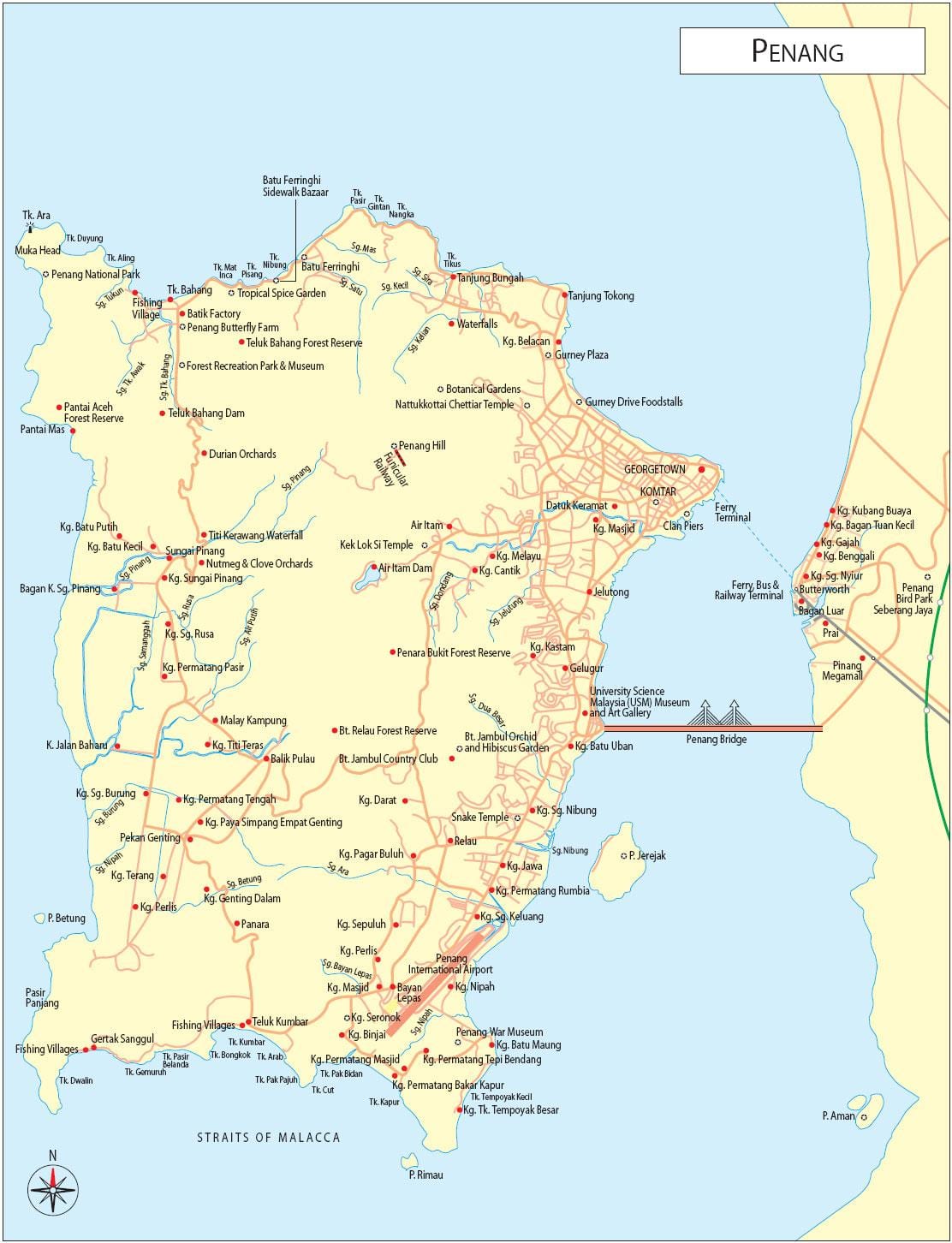 zemljevid pulau pinang malezija