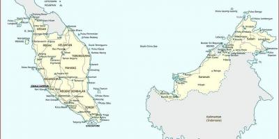 Malezija mest zemljevid